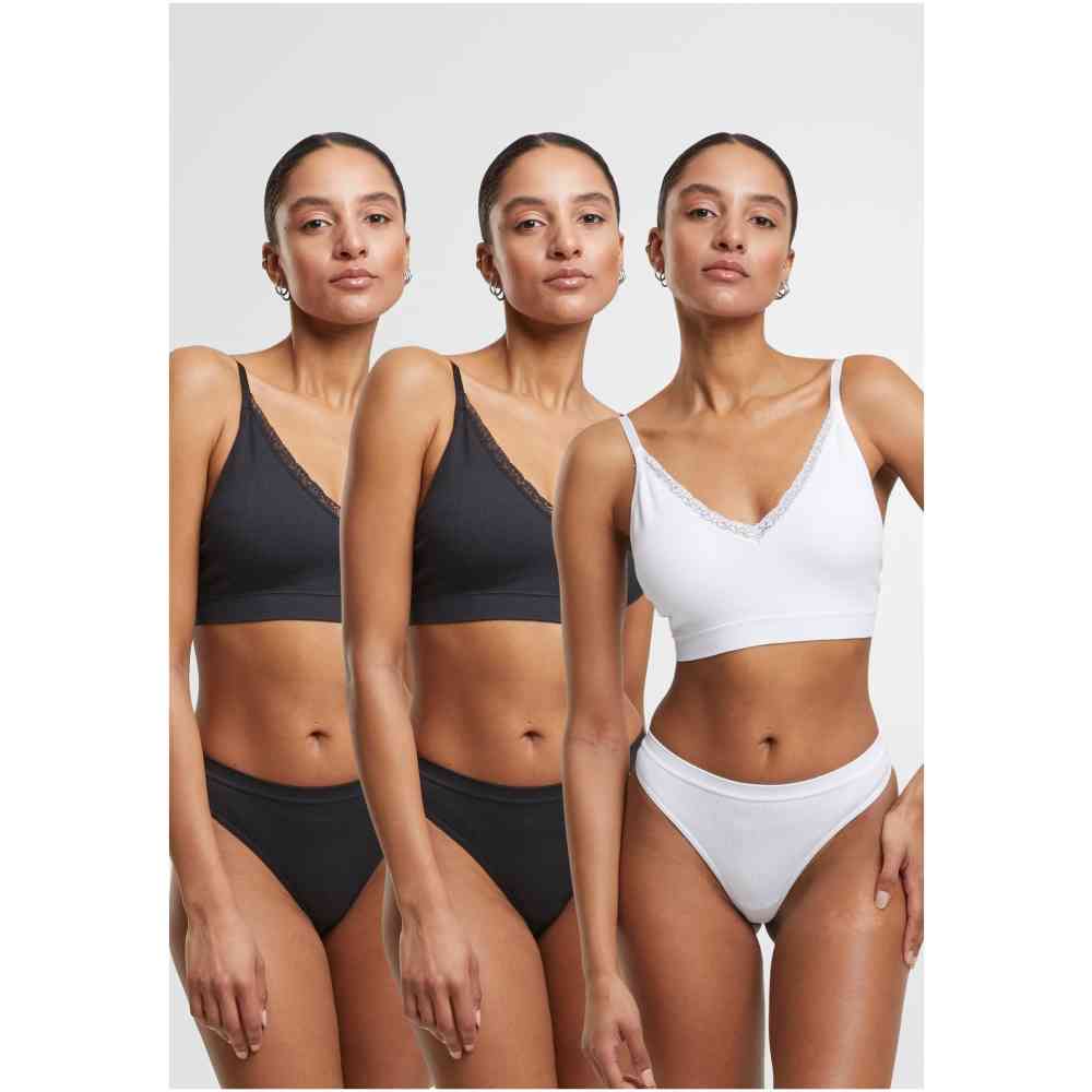 Urban Classics - Rip Tanga 3Pack String - Zwart/Wit